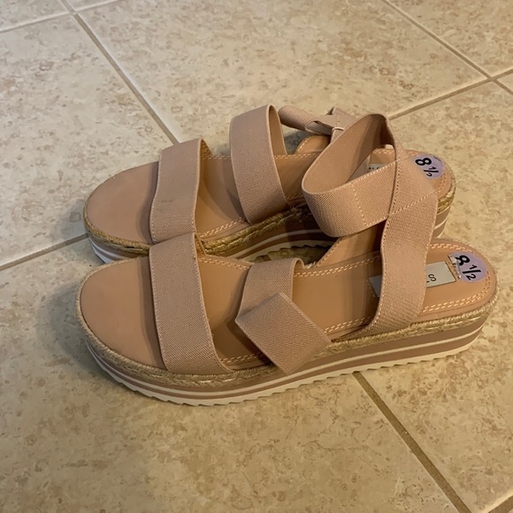 NWOT Steve Madden Kimmie Tan Espadrille Platform Sandal 8.5 Strappy Open Toe - Picture 5 of 9